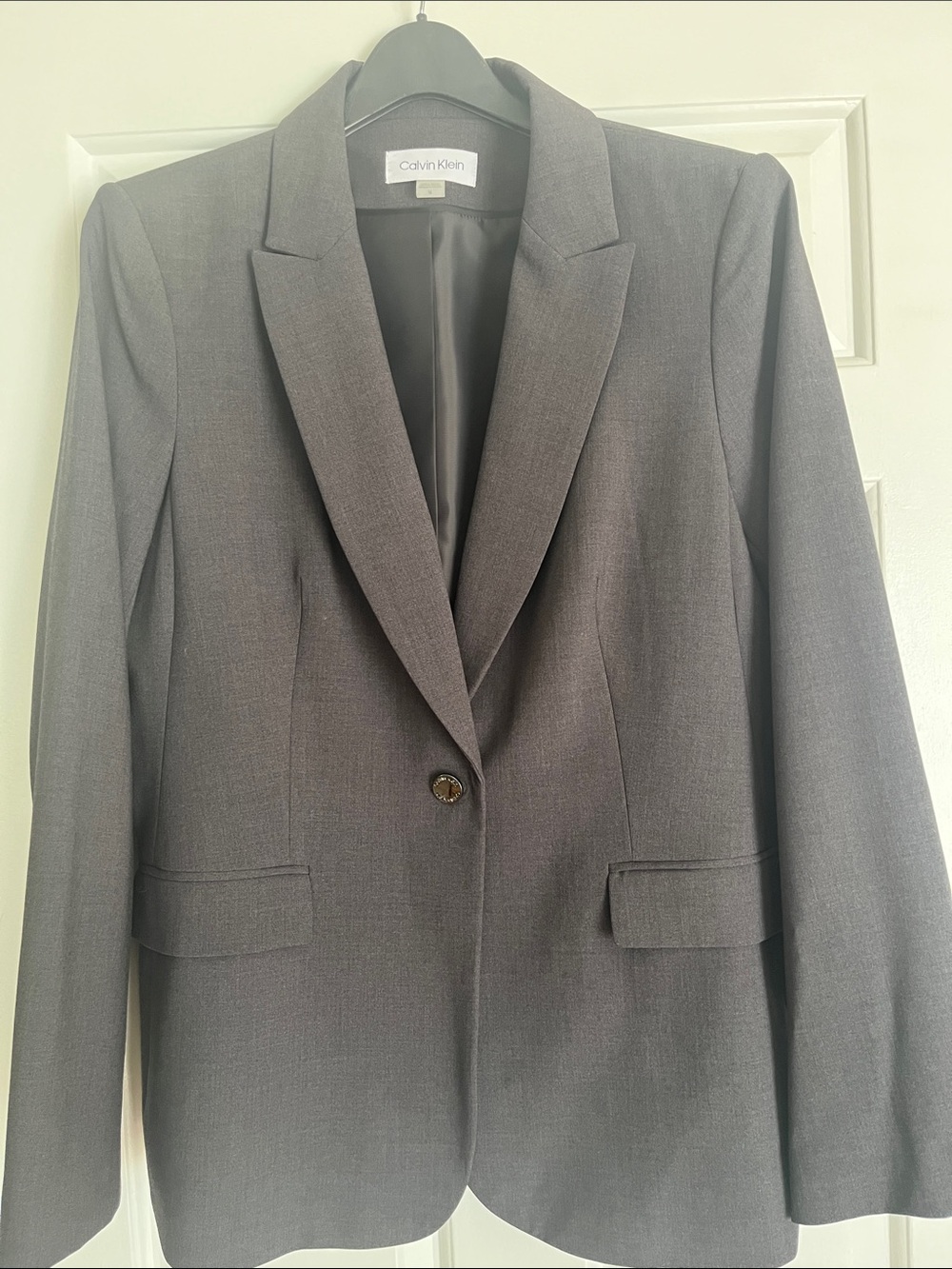 Calvin Klein Women's Dark Gray Single-Button Blazer